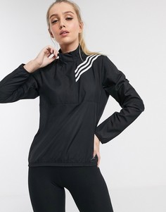 Черная куртка на молнии с 3 полосками adidas Running-Черный