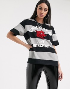 Футболка в полоску с логотипом Love Moschino-Красный