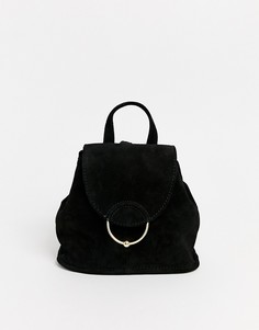 Миниатюрный замшевый рюкзак с кольцом и шариком ASOS DESIGN-Черный