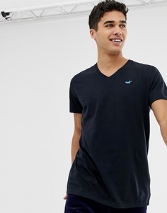 Черная футболка с V-образным вырезом и логотипом-чайкой Hollister-Черный