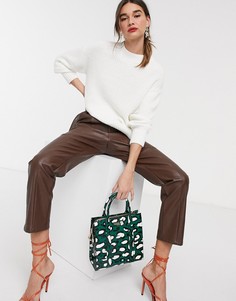 Белый oversized-джемпер с разрезами Selected Femme