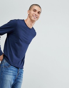 Базовый лонгслив с необработанными краями Another Influence-Темно-синий