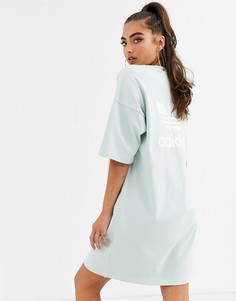 Зеленое платье-футболка adidas Originals-Зеленый