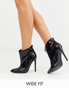 Черные лакированные ботильоны для широкой стопы ASOS DESIGN-Черный