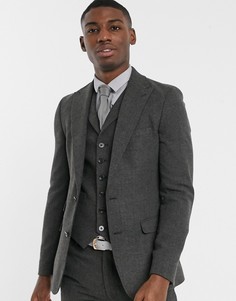 Темно-серый супероблегающий пиджак с добавлением шерсти ASOS DESIGN wedding