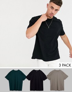 3 свободных футболки с круглым вырезом из органического хлопка ASOS DESIGN - Скидка-Мульти