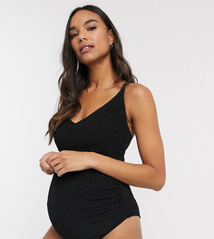 Эксклюзивный фактурный слитный купальник с чашечками D-F от Wolf & Whistle Maternity-Черный
