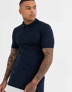 Темно-синее обтягивающее поло из органического хлопка ASOS DESIGN-Темно-синий