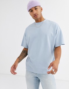 Синяя oversize-футболка из органического хлопкового пике с круглым вырезом ASOS DESIGN-Синий