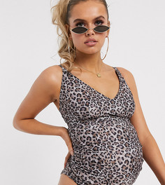 Слитный купальник с запахом и звериным принтом Wolf & Whistle Maternity Exclusive Eco - размеры D-F-Мульти