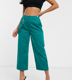Сине-зеленые прямые брюки ASOS DESIGN Petite-Темно-синий