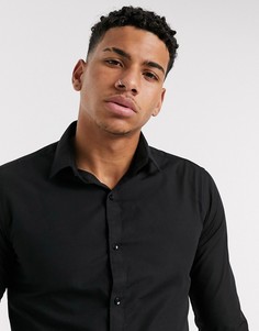 Черная обтягивающая рубашка из поплина Le Breve-Черный