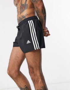 Черные шорты для плавания с 3 полосками adidas-Черный