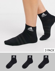 Набор из 3 пар черных носков до щиколотки adidas-Черный