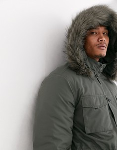 Серая парка с капюшоном со съемным искусственным мехом ASOS DESIGN-Серый
