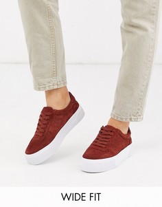 Замшевые кроссовки для широкой стопы на массивной подошве ASOS DESIGN-Красный