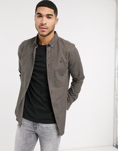 Рубашка в коричневую и серую клетку Burton Menswear-Светло-коричневый