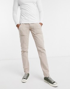 Светло-бежевые узкие джинсы с карманами ASOS DESIGN Tall-Светло-бежевый