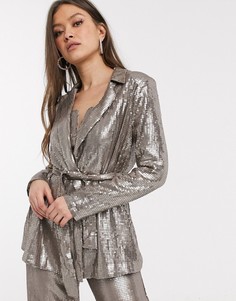 Мягкая куртка с пайетками от комплекта ASOS DESIGN-Серебряный