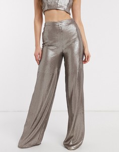 Широкие брюки с пайетками от комплекта ASOS DESIGN-Серебряный