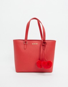 Красная сумка-тоут со съемными сердцами из искусственного меха Love Moschino-Красный