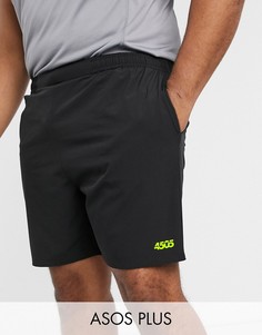Черные спортивные шорты из быстросохнущей ткани ASOS 4505 Plus-Черный