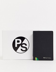 Черная кожаная кредитница с полосками PS Paul Smith-Черный
