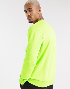 Свитшот с карманом MA1 яркого лаймового оттенка ASOS DESIGN-Зеленый