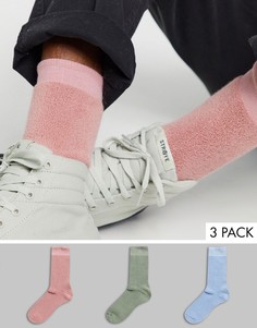 Набор из 3 пар махровых носков пастельных тонов ASOS DESIGN-Мульти