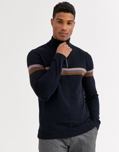 Темно-синий джемпер из мериносовой шерсти с воротом на молнии Ted Baker