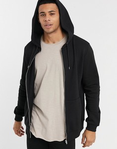 Черный худи на молнии ASOS DESIGN