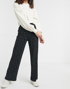 Черные трикотажные широкие брюки в горошек Monki-Черный