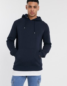 Худи темно-синего цвета с контрастным краем ASOS DESIGN-Темно-синий