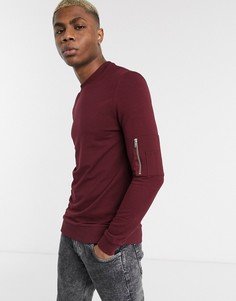 Бордовый свитшот с карманом MA1 обтягивающего кроя ASOS DESIGN-Красный