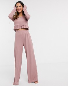 Розовая пижама в рубчик с брюками Missguided-Розовый