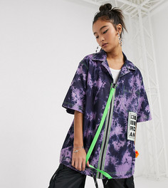 Oversize-рубашка на молнии с принтом тай-дай DB Berdan-Фиолетовый