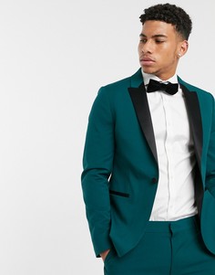 Зеленый приталенный пиджак-смокинг ASOS DESIGN