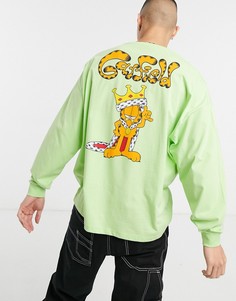 Oversized-лонгслив с принтом ASOS DESIGN Garfield-Зеленый