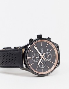 Черные часы с кожаным ремешком и хронографом Sekonda-Черный
