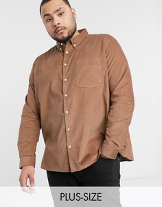 Коричневая вельветовая рубашка Burton Menswear Big & Tall-Желтый