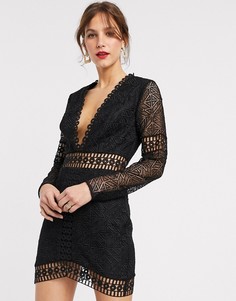 Платье мини с длинными рукавами ASOS DESIGN-Черный