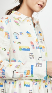 Mira Mikati Houses Print Long Sleeve Shirt Dress