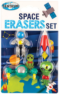 Набор ластиков Centrum Space 4 шт., Зеленый/Красный/Серый...