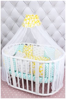 Комплект постельного белья в кроватку AmaroBaby Happy baby Premium, мятно-желтый