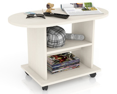 Овальный стол журнальный колесные опоры Мебельный Двор СЖ-1 дуб 82х42х52