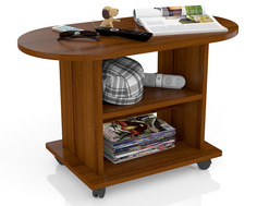 Овальный стол журнальный колесные опоры Мебельный Двор СЖ-1 орех 82х42х52