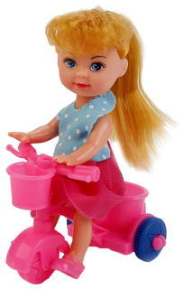 Кукла "Машенька" на велосипеде, с двумя пони (12 см) Карапуз