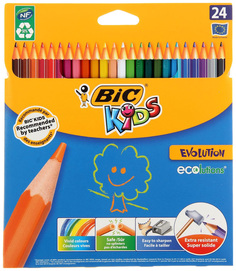 Карандаши 24 цвета BIC Kids Evolution ECOlutions, пластиковые CubicFun