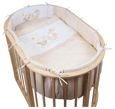 Комплект для овальной кроватки Pituso "На лужайке" (цвет: бежевый, 6 предметов)