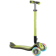 Трехколесный самокат Globber Elite Deluxe Lights, зеленый